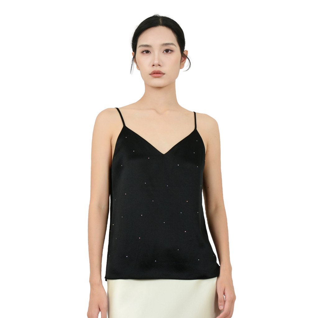 22mm 100% Mulberry Silk Tank Top with Rhinestone