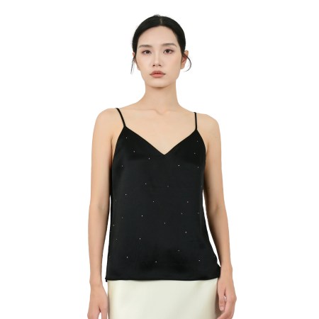 22mm 100% Mulberry Silk Tank Top with Rhinestone
