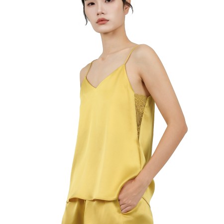 Luxury 22mm Mulberry Silk Camisole With Lace Side