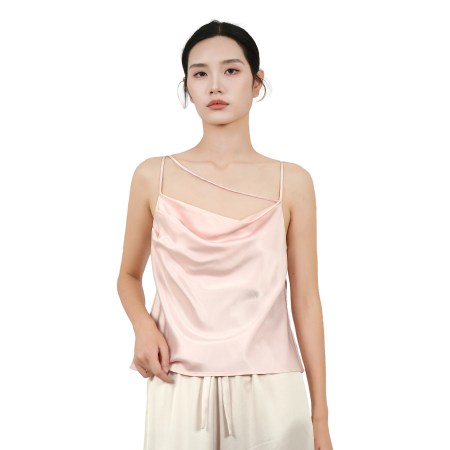 Acetate Asymmetrical Cowl Neckline Tank Top