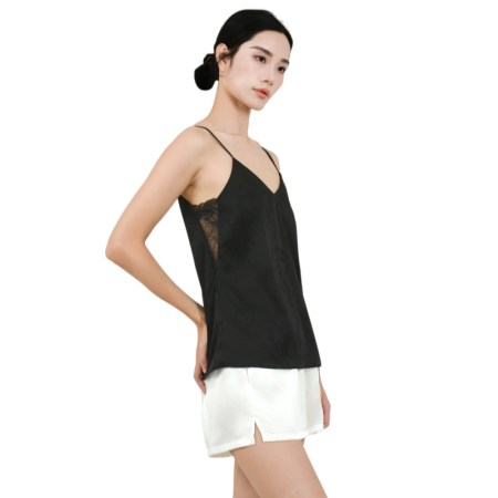 Luxury 22mm Mulberry Silk Camisole With Lace Side