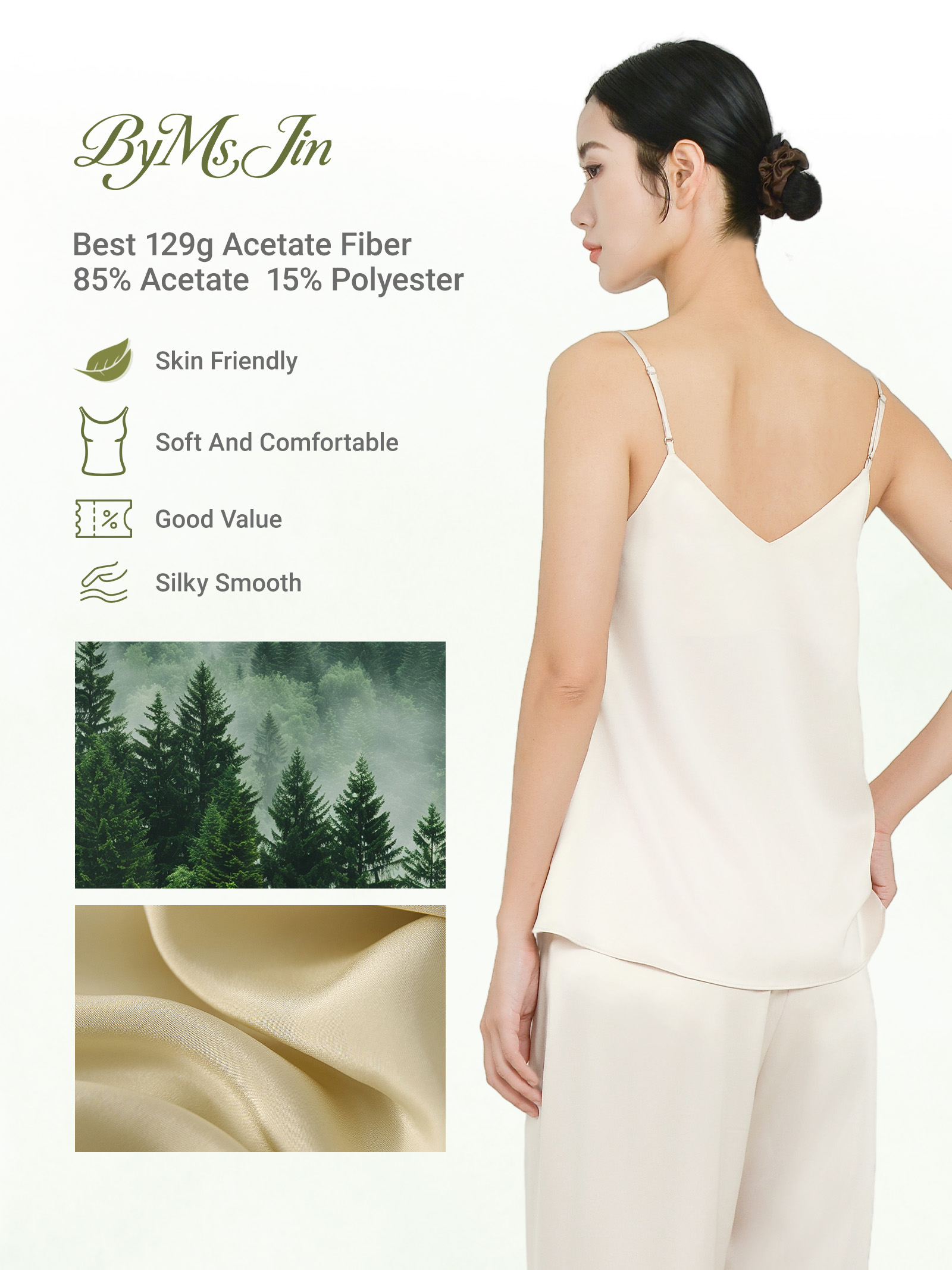 Silk Tank Top for Women, Luxury Silk Camisole Top Pink-Champagne - Image 7