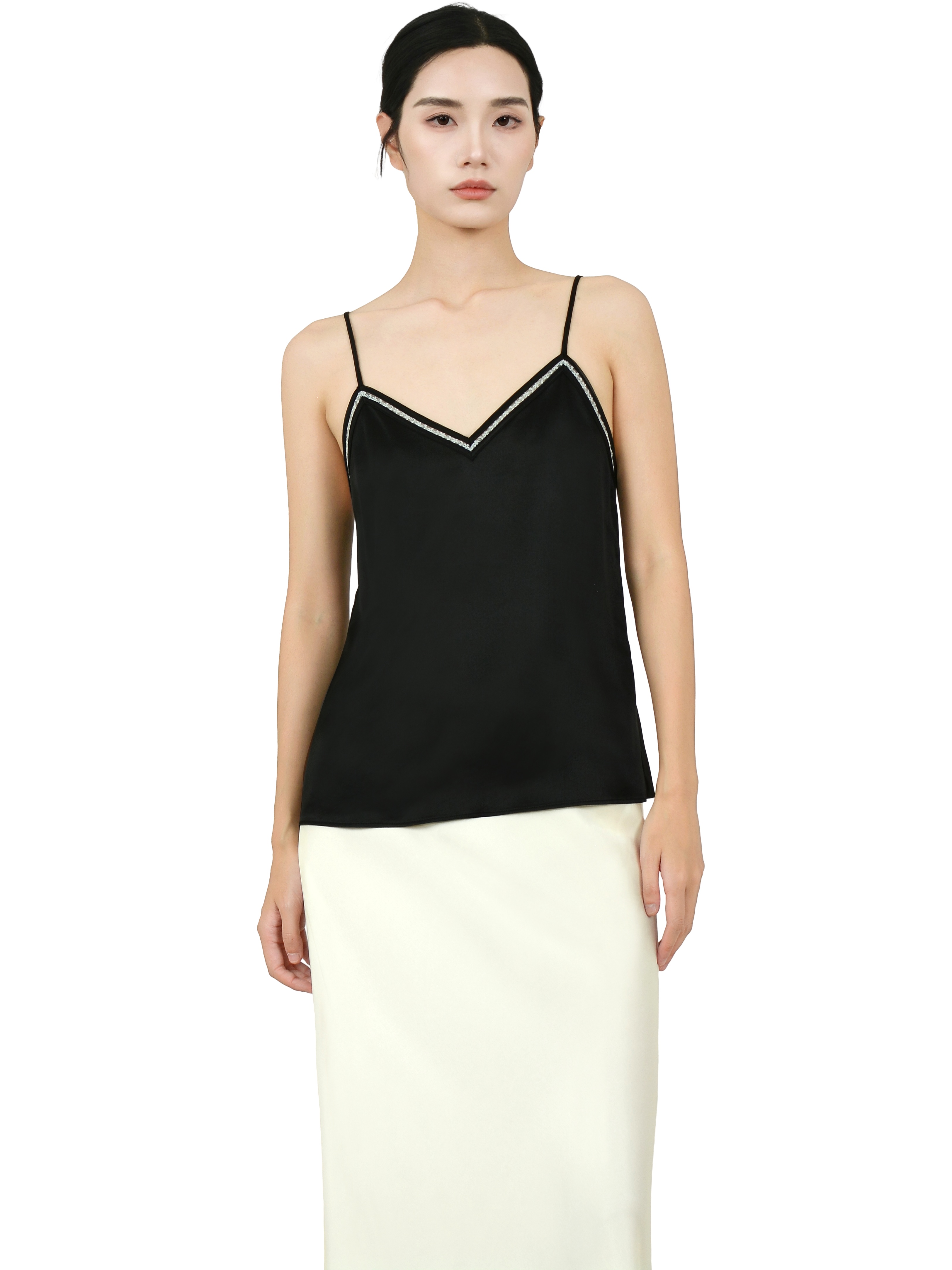 100% 22MM Mulberry Silk Lace Edge Tank Tops - Image 5