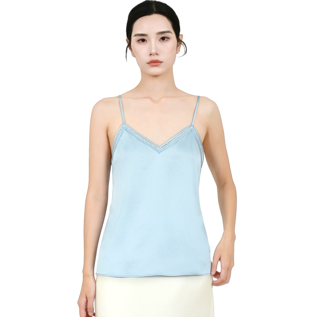 100% 22MM Mulberry Silk Lace Edge Tank Tops