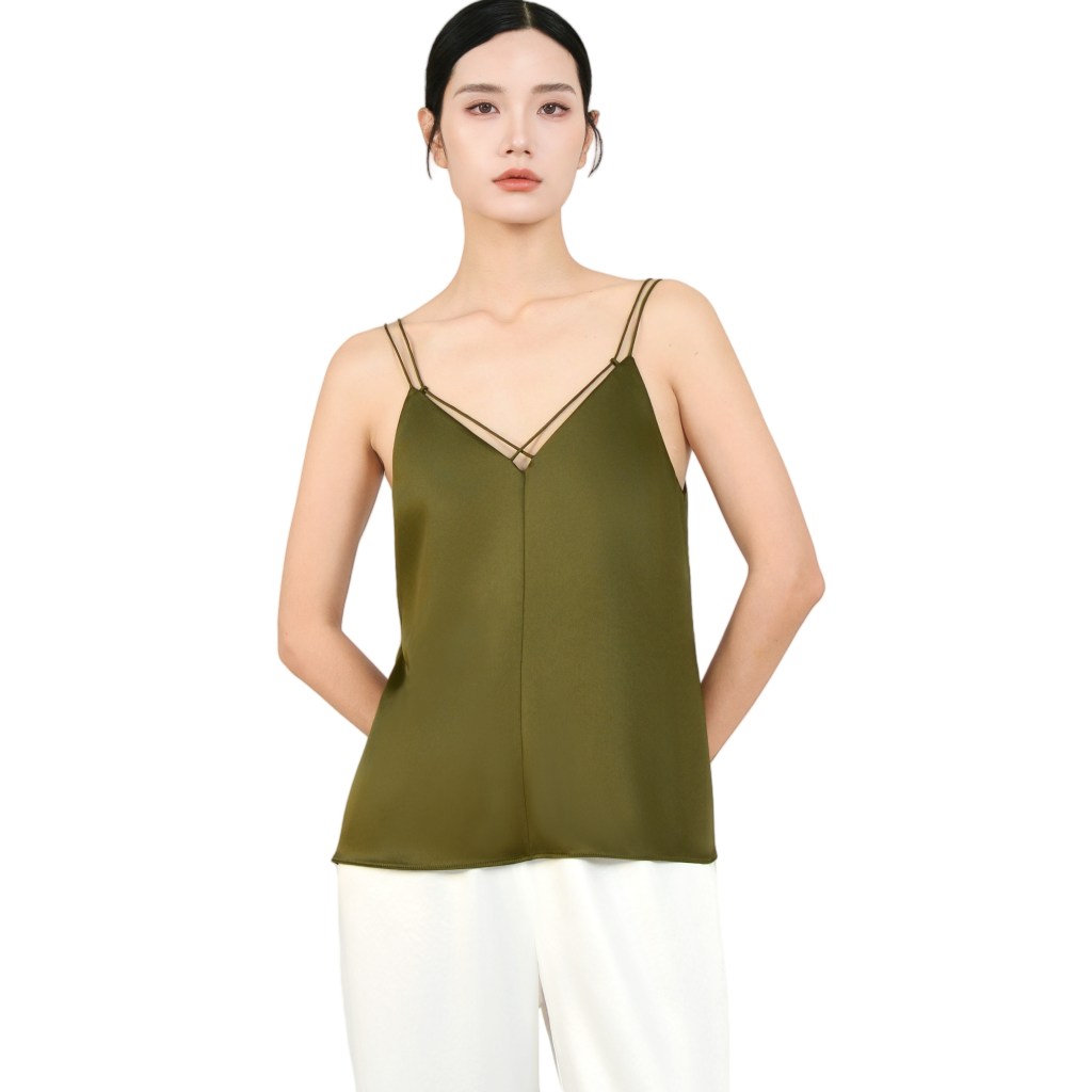 Fashion Silk Camisole Tops for Women Indigo Green