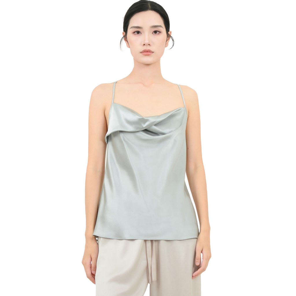 100% 22MM Mulberry Silk Tank Top Silvery Gray