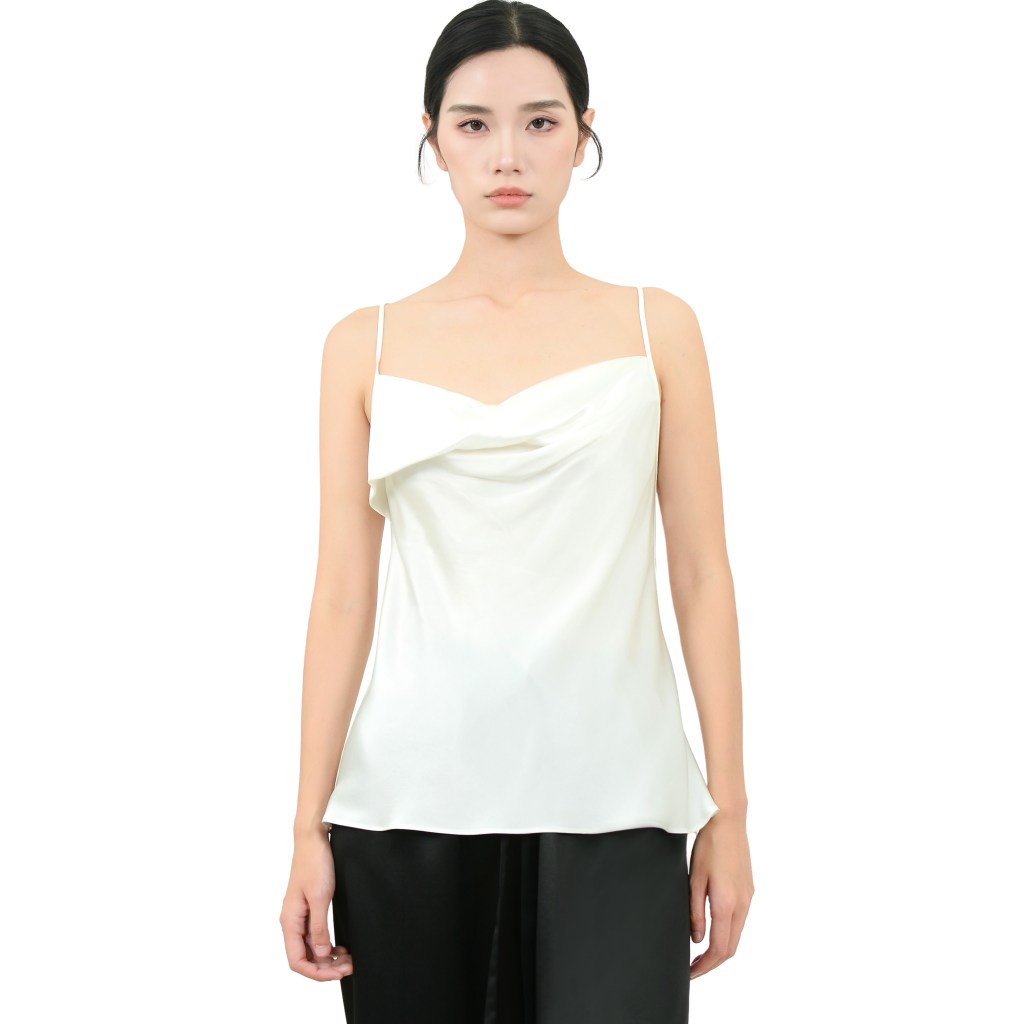 100% Mulberry Silk Tank Top White